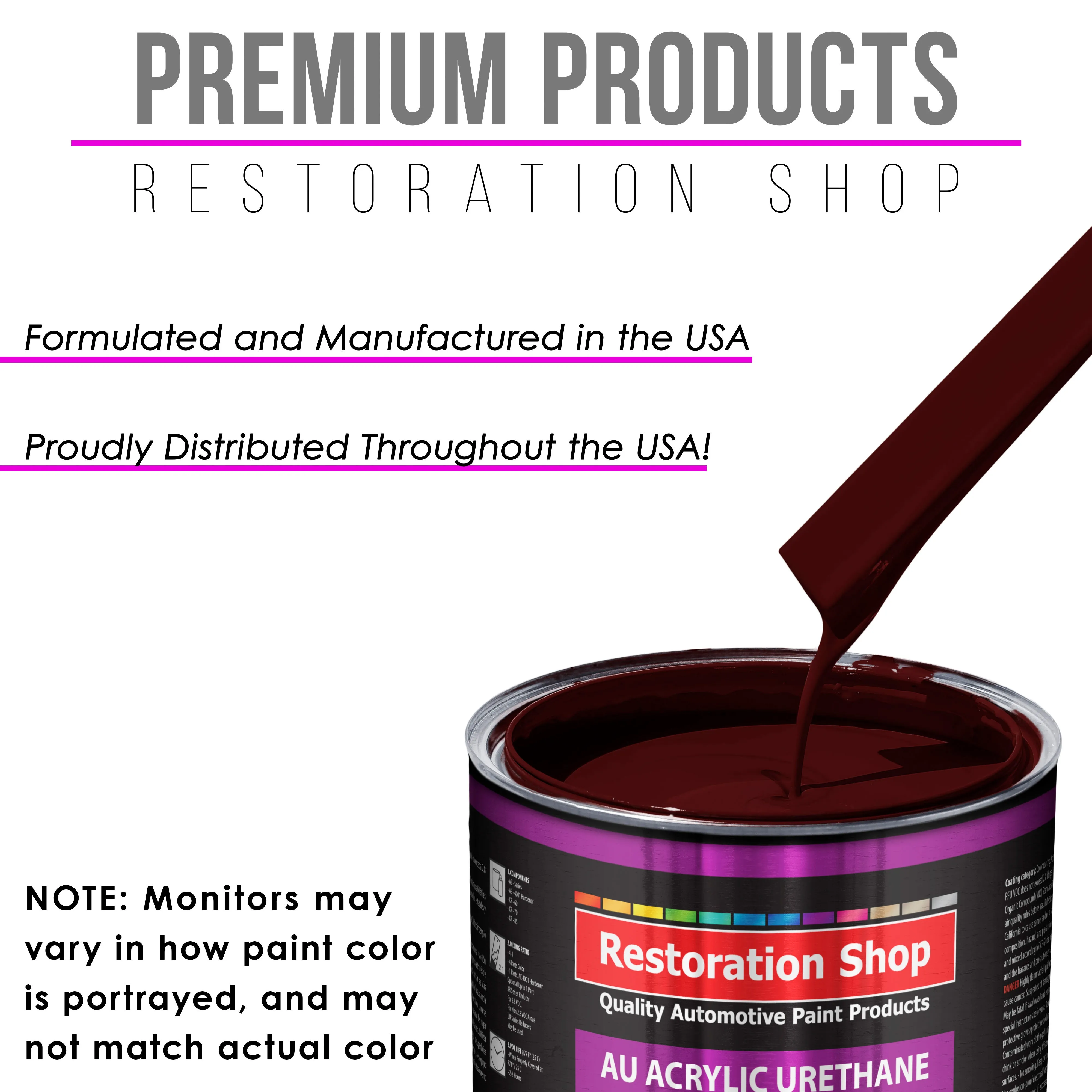 Carmine Red Acrylic Urethane Auto Paint (Complete Quart Paint Kit) Professional Single Stage Gloss Automotive Car Truck Coating, 4:1 Mix Ratio 2.8 VOC