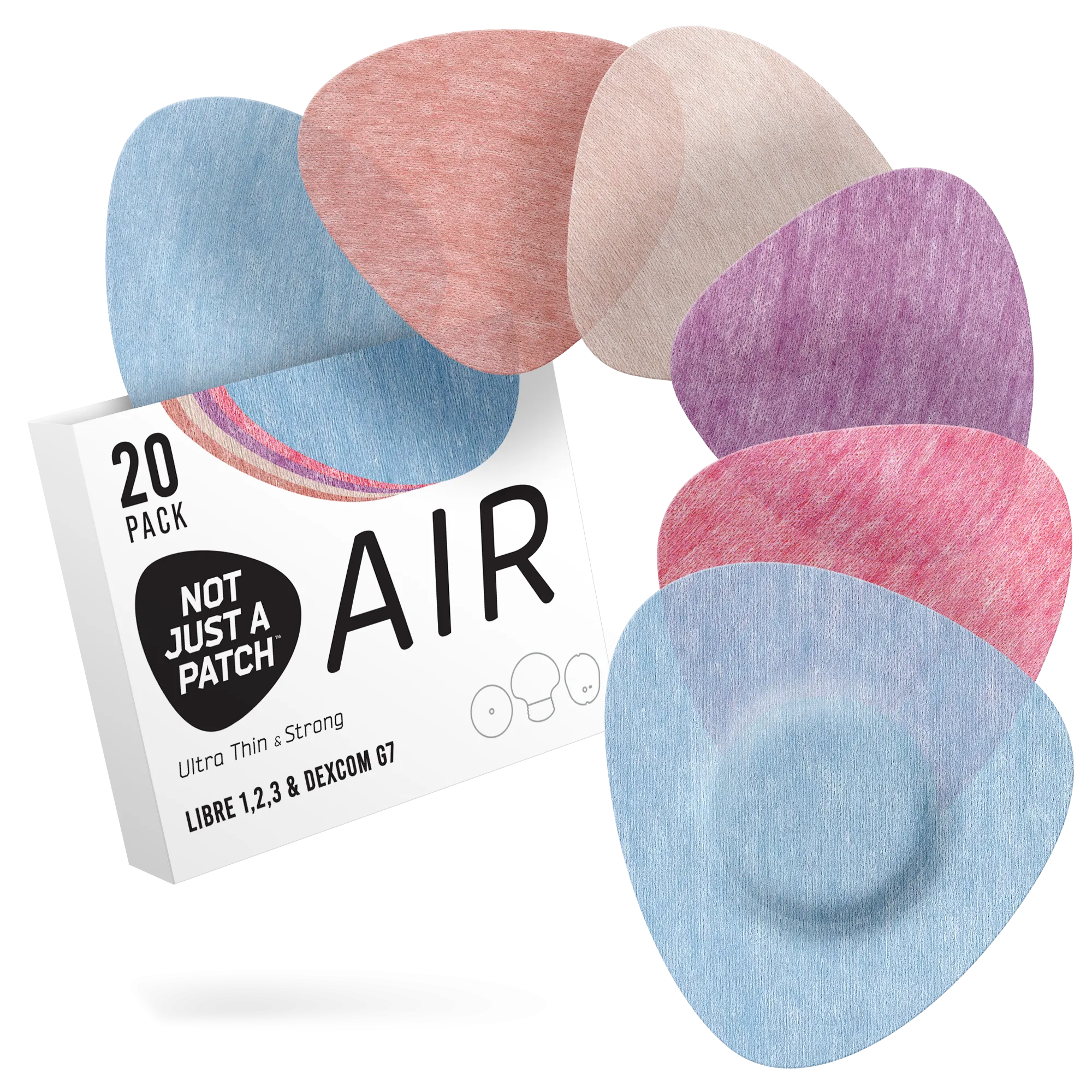 Not Just a Patch Air - Freestyle Libre/Dexcom G7/ Medtronic CGM - 20 Pack - Many Colours Available